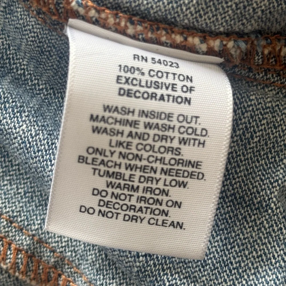 Gap Kids 1969‎ Denim Embroidered Boho Guitar Button Jean Jacket | Sz M, retro